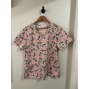 Disney Minnie Mouse and Stars Pink Scrub Top Size Women’s Large 14/16